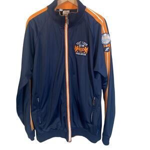 Phat Farm Navy Blue & Orange Track Jacket Full Zip Retro Y2K Embroidered Sz XL